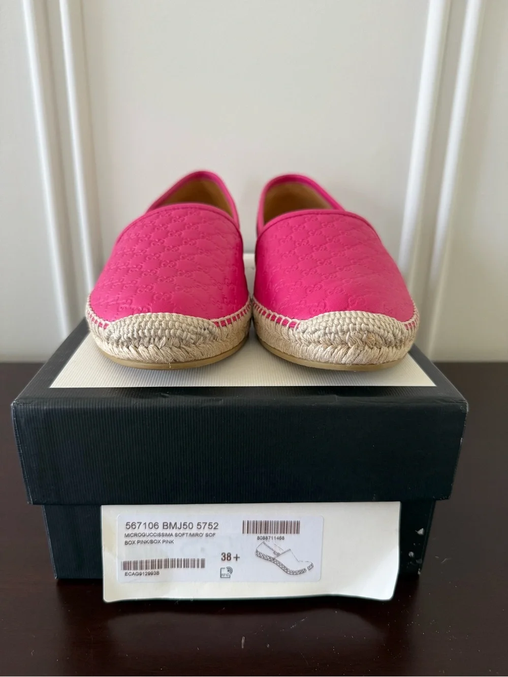 GUCCI Microguccisimia Hot Pink Leather Espadrilles